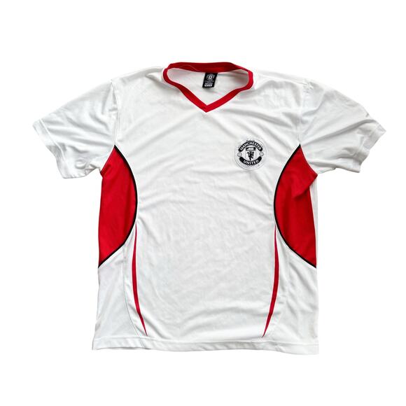 MANCHESTER UNITED V Neck Poly Shirt Short Sleeve Size Medium - Picture 1 of 7